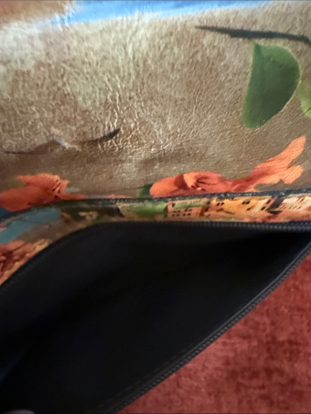 Patricia Nash Floral & Scenic Leather Crossbody Bag in Blue and Brown - Picture 6 of 8